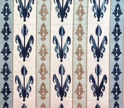 Ikat Tulip Stripe Fabric by Botanica Trading in Indigo