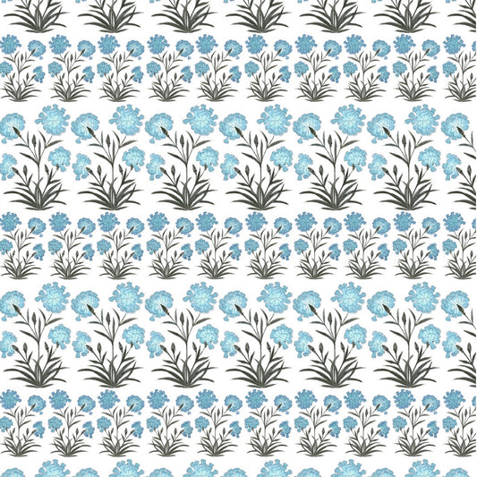 Mughal Meadow Miniature Fabric by Botanica Trading in Blue
