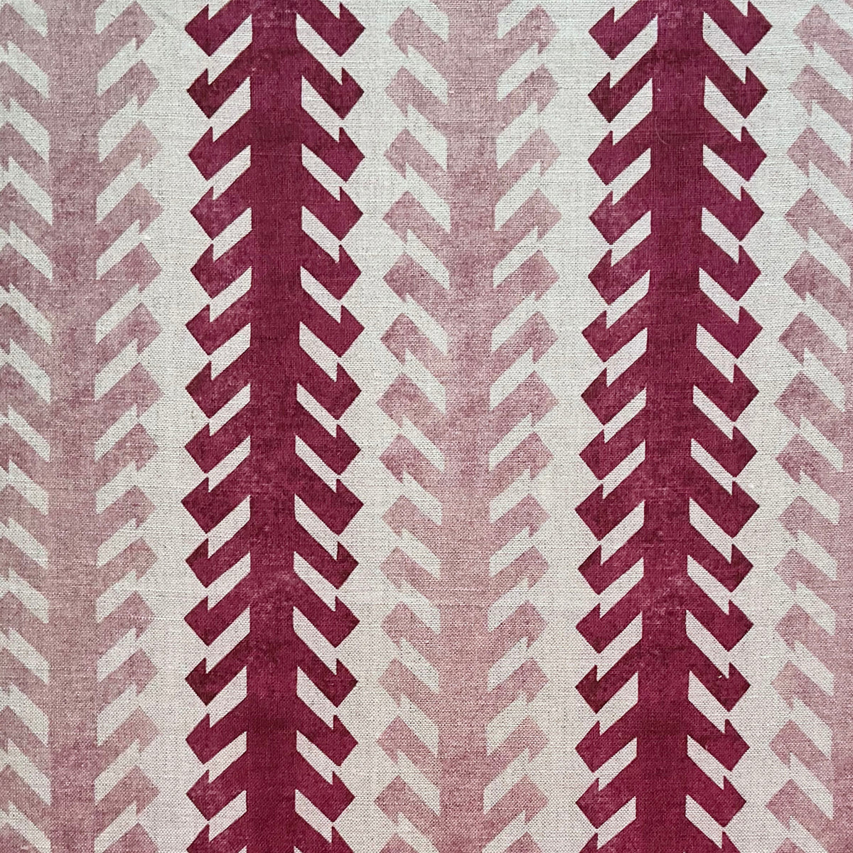 Ikat Hook Stripe Fabric by Botanica Trading in Mulberry