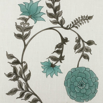Poppy Stripe Fabric by Botanica Trading in Green
