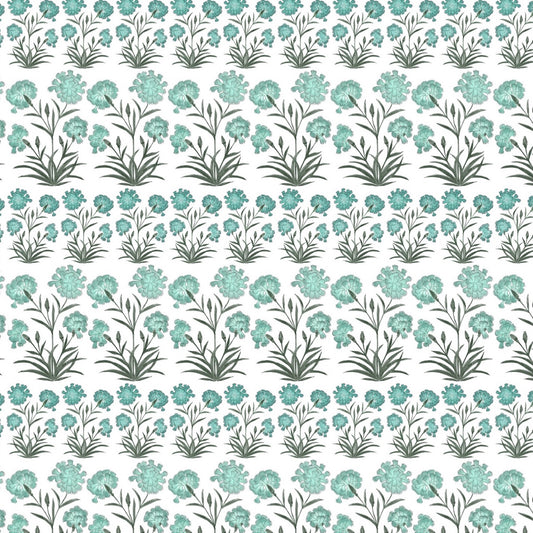 Mughal Meadow Miniature Fabric by Botanica Trading in Green