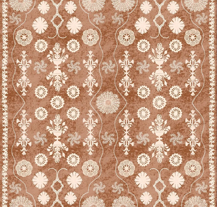 Fleuron Wallpaper by Botanica Trading in Henna