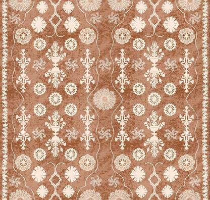 Fleuron Wallpaper by Botanica Trading in Henna
