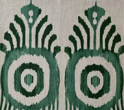 Serena Ikat Fabric by Botanica Trading in Emerald