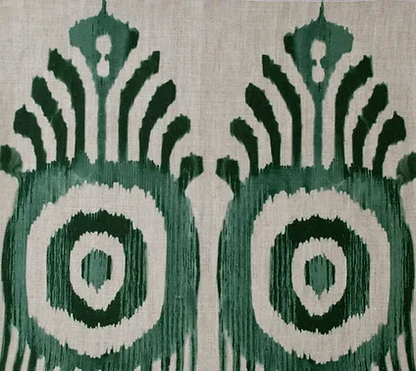 Serena Ikat Fabric by Botanica Trading in Emerald