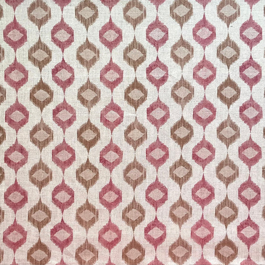 Ikat Lozenge Stripe Fabric by Botanica Trading in Shell & Sand