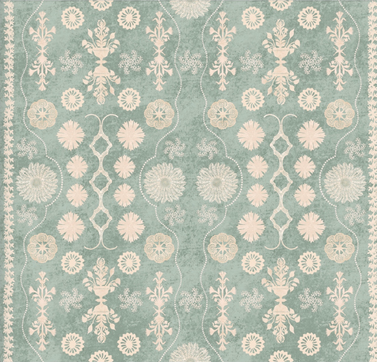 Fleuron Wallpaper by Botanica Trading in Eau de Nil