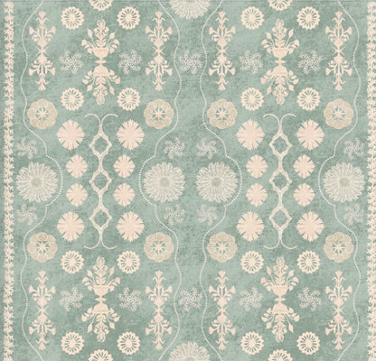 Fleuron Wallpaper by Botanica Trading in Eau de Nil