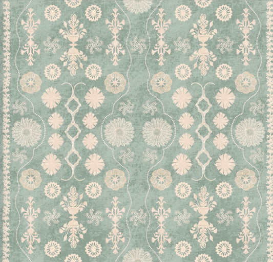 Fleuron Wallpaper by Botanica Trading in Eau de Nil