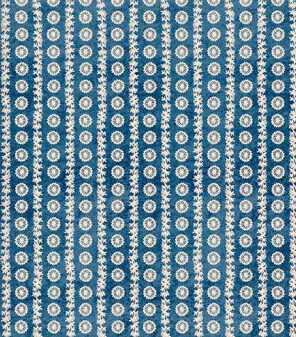Fleuron Mini Stripe Wallpaper by Botanica Trading in Azure