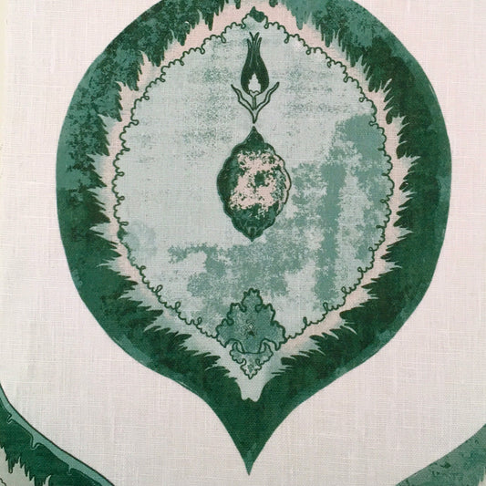 Ottoman Ogival Fabric by Botanica Trading in Emerald