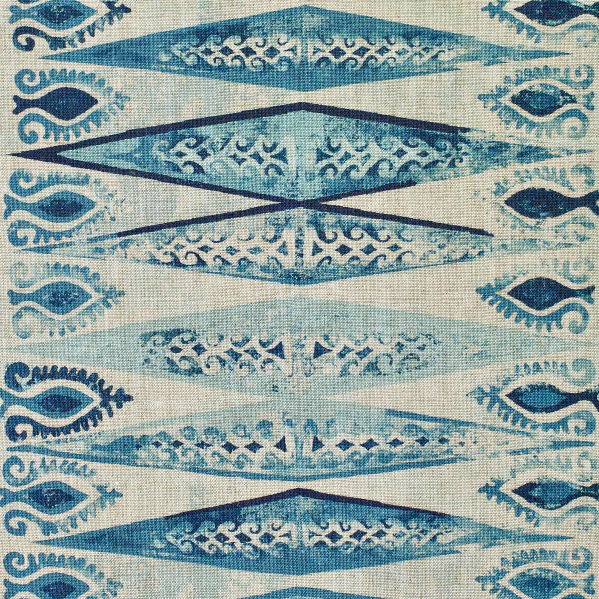 Zig Zag Mini Fabric by Botanica Trading in Denim