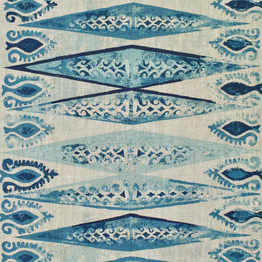 Zig Zag Mini Fabric by Botanica Trading in Denim