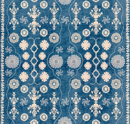 Fleuron Wallpaper by Botanica Trading in Azure