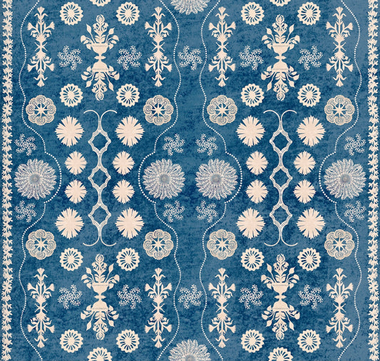 Fleuron Wallpaper by Botanica Trading in Azure