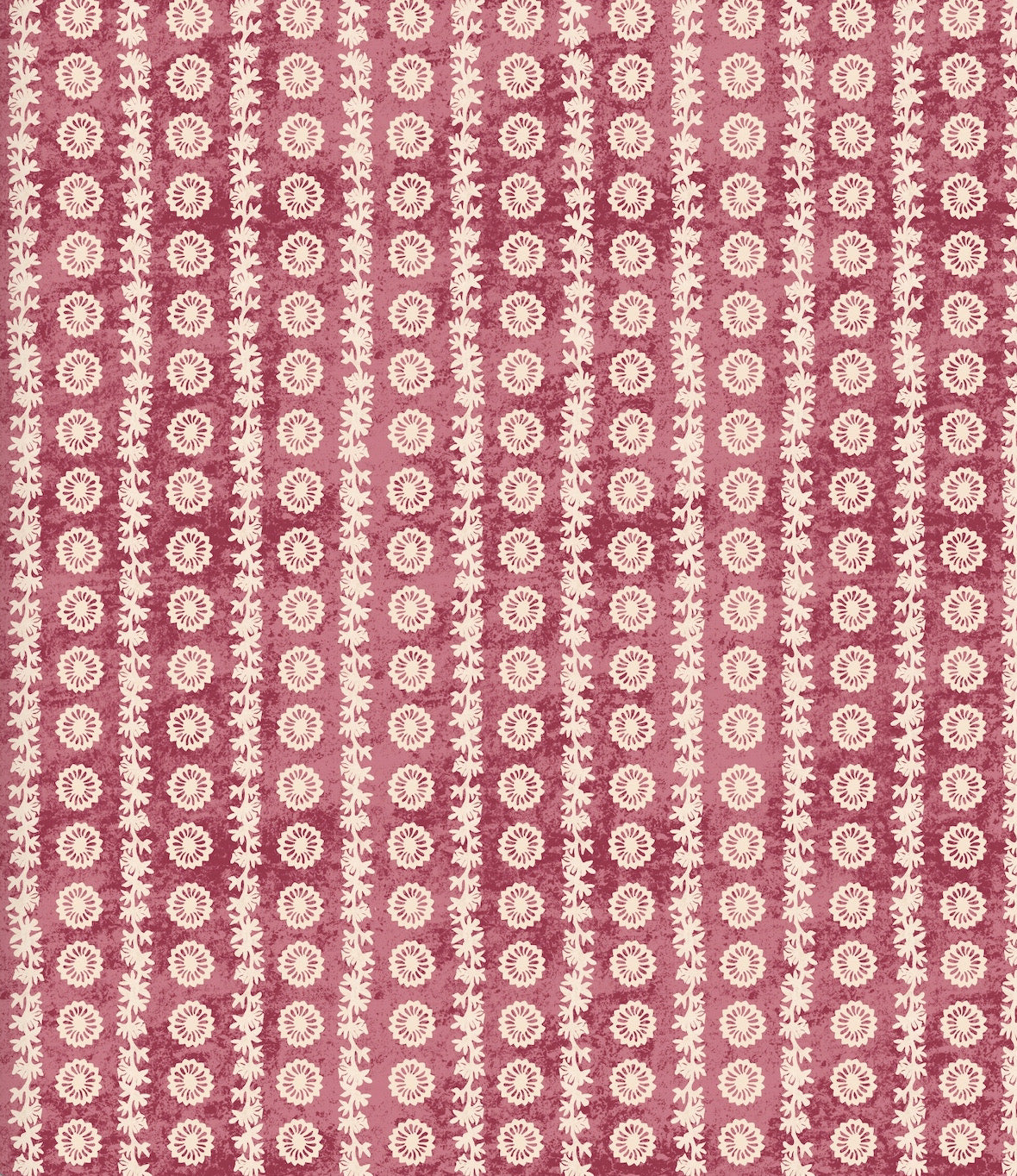 Fleuron Mini Stripe Wallpaper by Botanica Trading in Rose