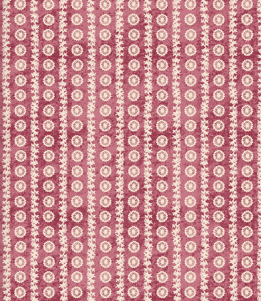 Fleuron Mini Stripe Wallpaper by Botanica Trading in Rose