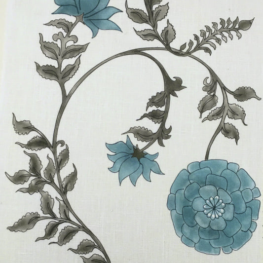 Poppy Stripe Fabric by Botanica Trading in Blue