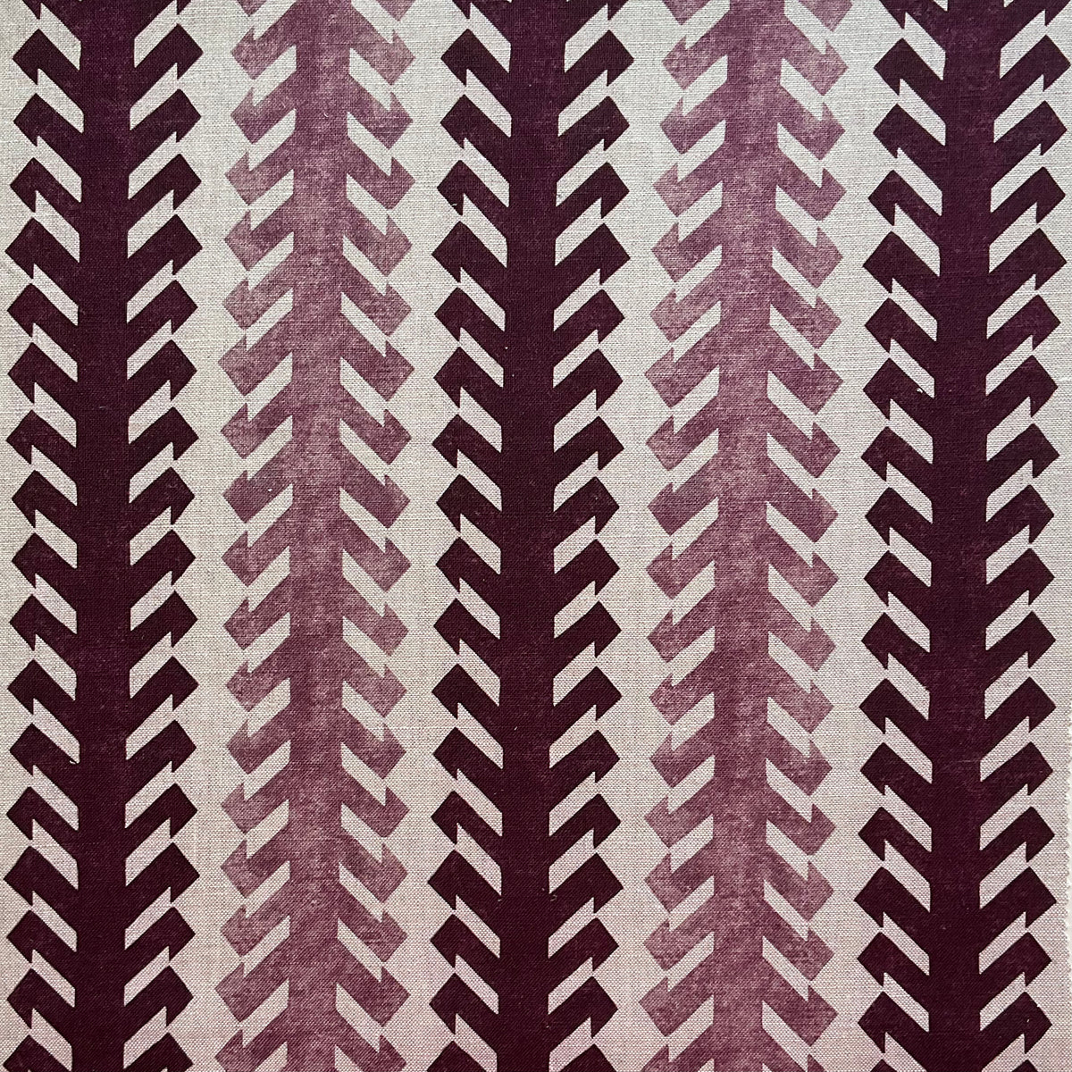 Ikat Hook Stripe Fabric by Botanica Trading in Grape