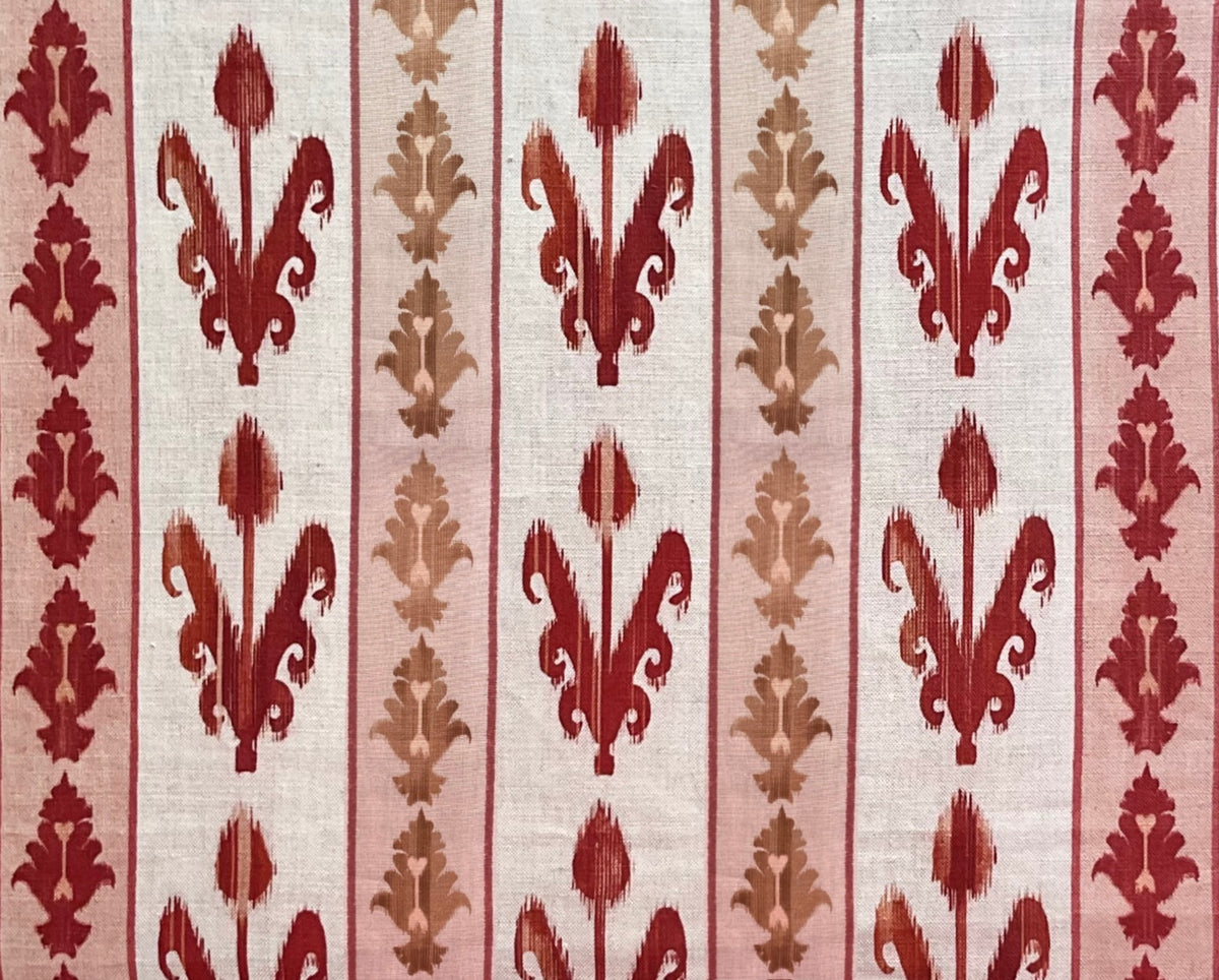 Ikat Tulip Stripe Fabric by Botanica Trading in Vermillion