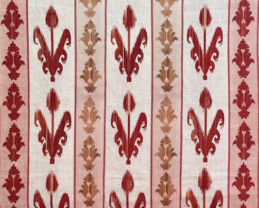 Ikat Tulip Stripe Fabric by Botanica Trading in Vermillion