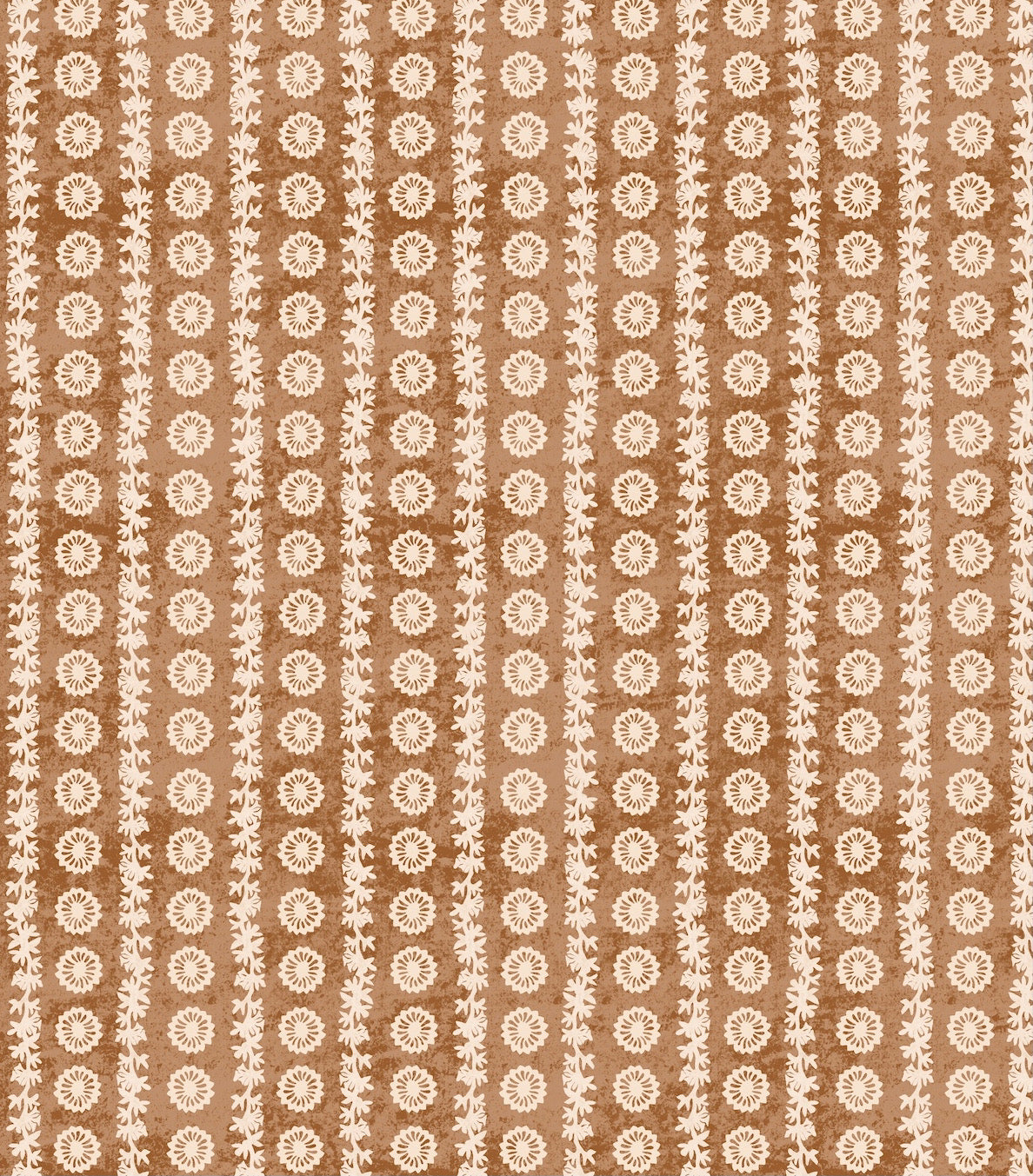Fleuron Mini Stripe Wallpaper by Botanica Trading in Henna