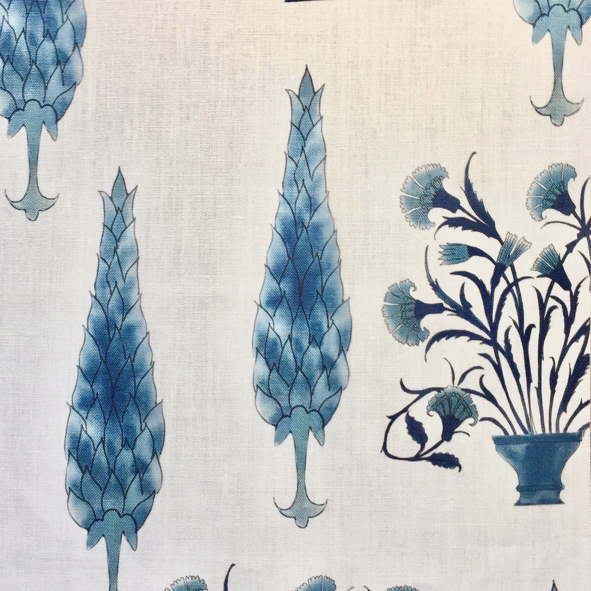 Paradise Garden Fabric by Botanica Trading in Petrol Blue