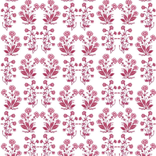 Mughal Floral Stripe Fabric by Botanica Trading in Ruby Pink