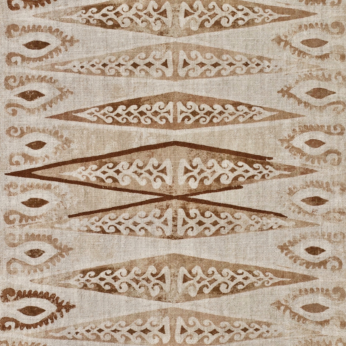 Zig Zag Mini Fabric by Botanica Trading in Chestnut