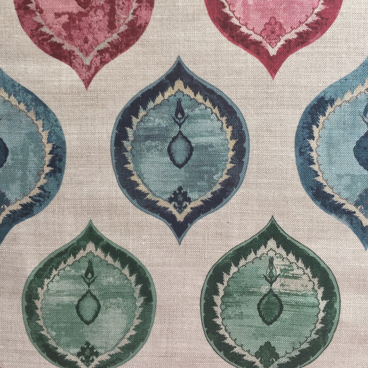 Mini Ottoman Ogival Fabric by Botanica Trading in Multi
