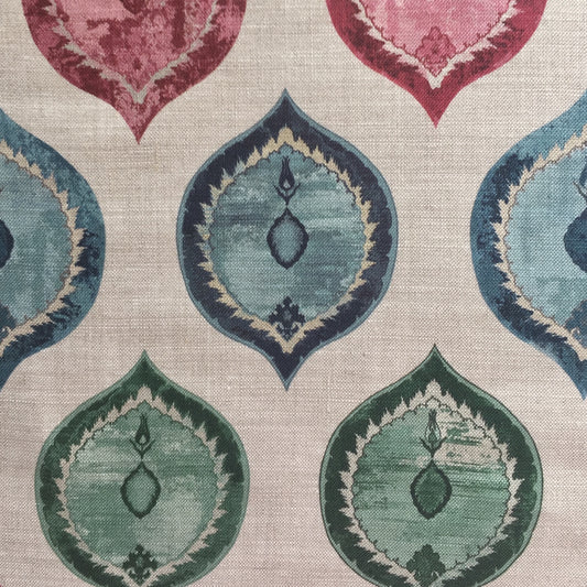 Mini Ottoman Ogival Fabric by Botanica Trading in Multi