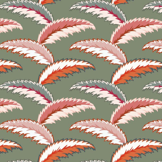 Persian Palm Wallpaper by Ottoline in Sage Green