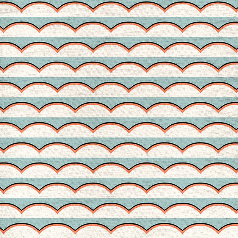 Scallops Fabric by Ottoline in Light Blue