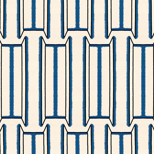 Tangier Wallpaper by Ottoline in White and Blue