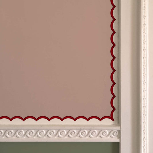 Scalloped Border Wallpaper by Ottoline in Red