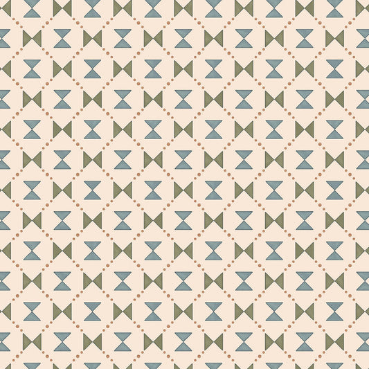 Bow Tie Quilt Wallpaper by Ottoline in Blue and Green