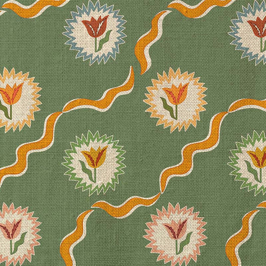 Tulips of Belgravia Fabric by Ottoline in Green