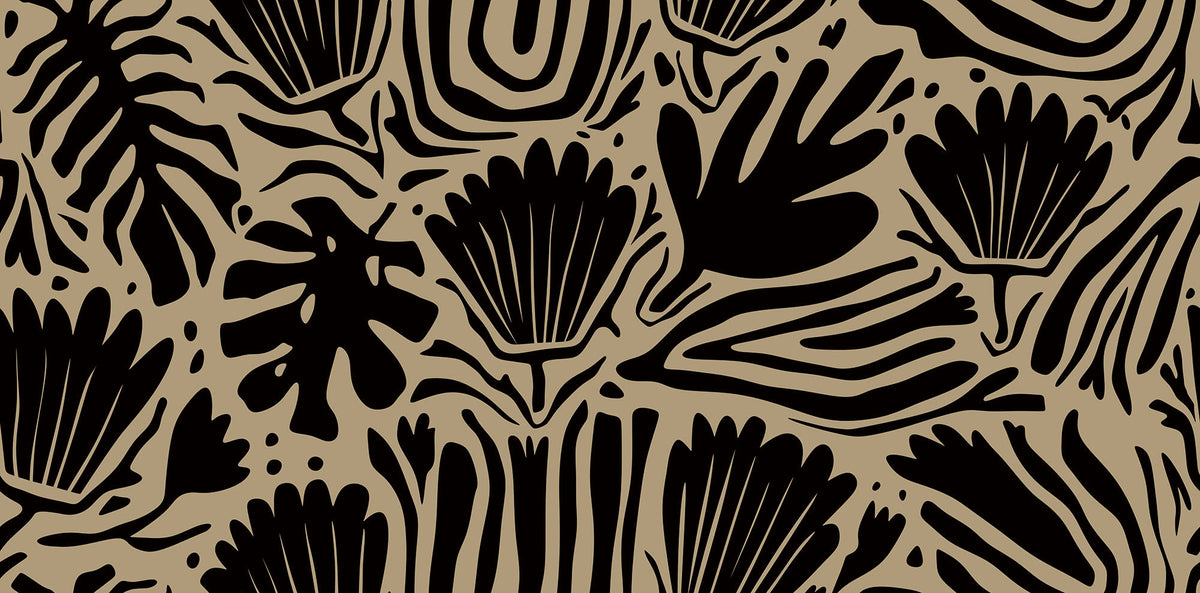 Abstract Blossoms Brown mural by Rebel Walls