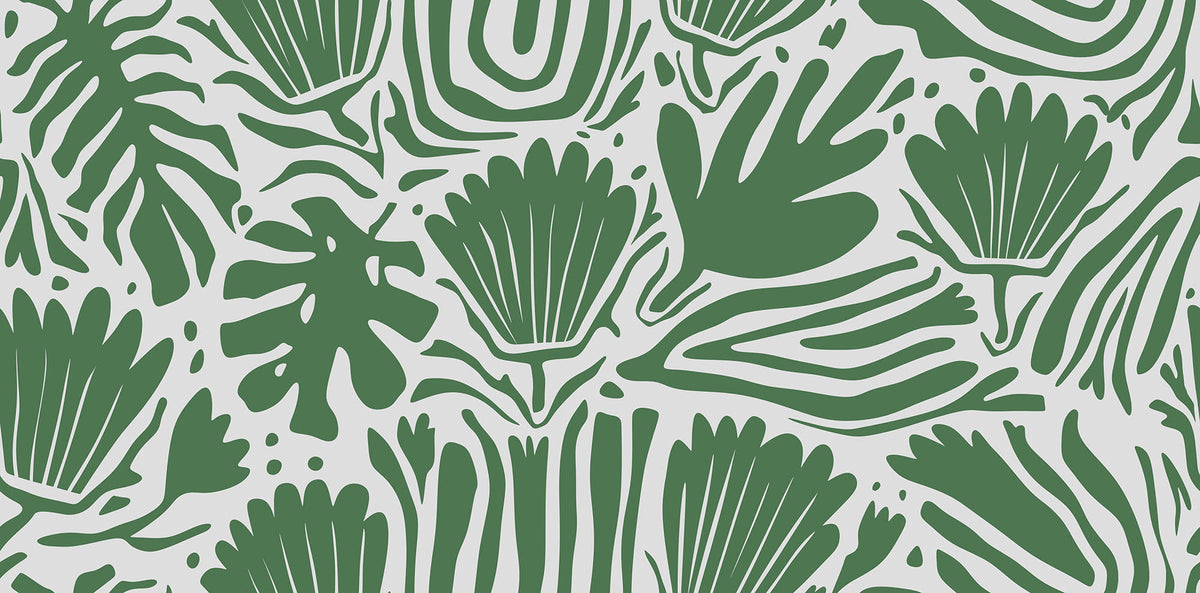 Abstract Blossoms Green mural by Rebel Walls