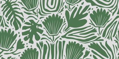 Abstract Blossoms Green mural by Rebel Walls