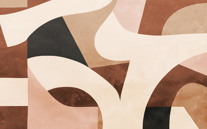 Abstract Curves Brown mural by Rebel Walls