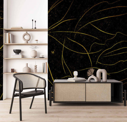 Abstract Flora mural by Coordonné in Black, shown in a styled room