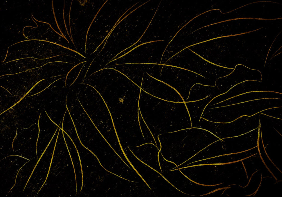 Abstract Flora mural by Coordonné in Black, flat pattern view