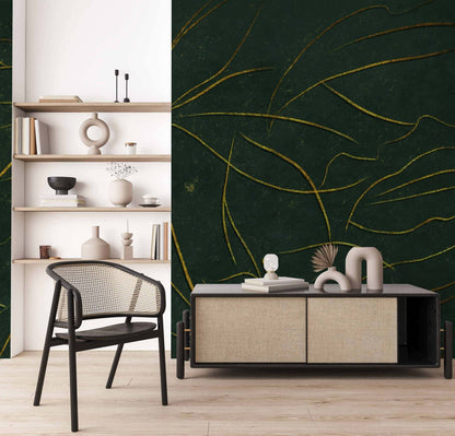 Abstract Flora mural by Coordonné in Emerald, shown in a styled room