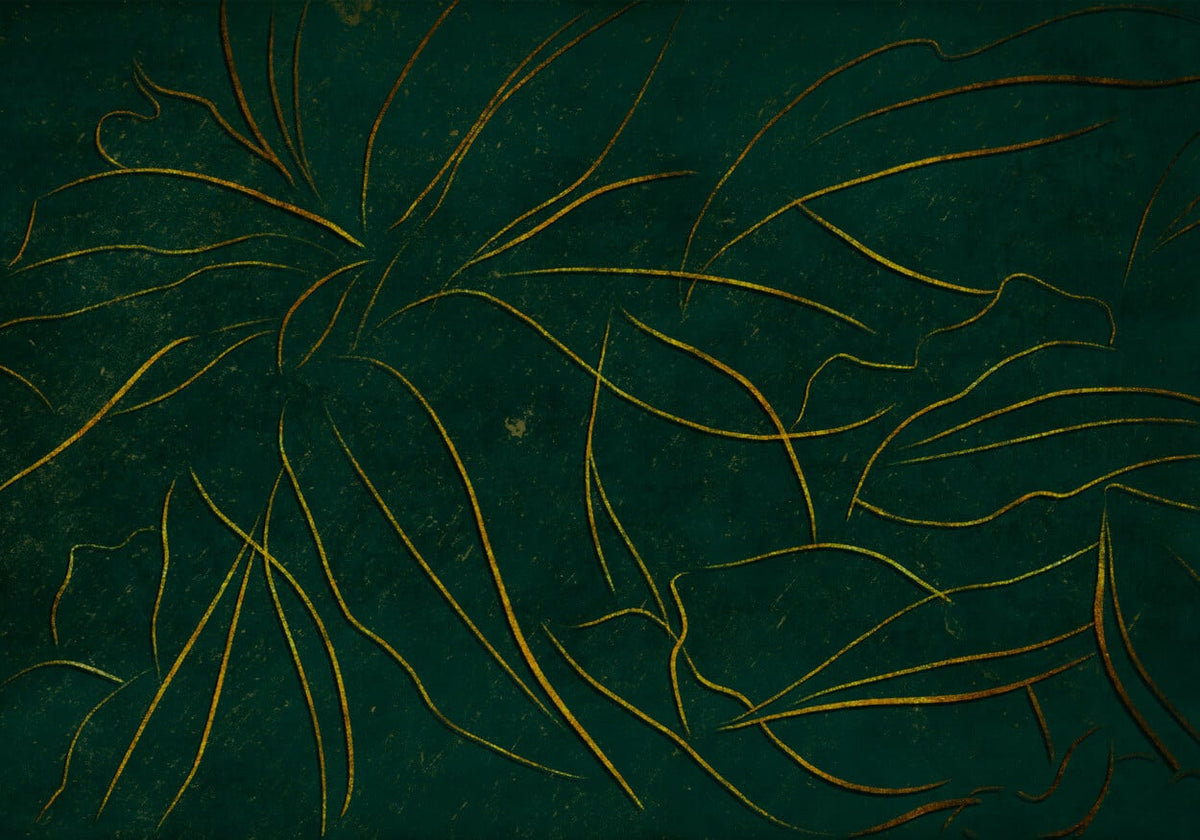 Abstract Flora mural by Coordonné in Emerald, flat pattern view