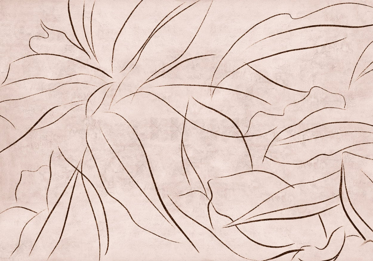 Abstract Flora mural by Coordonné in Rose, flat pattern view