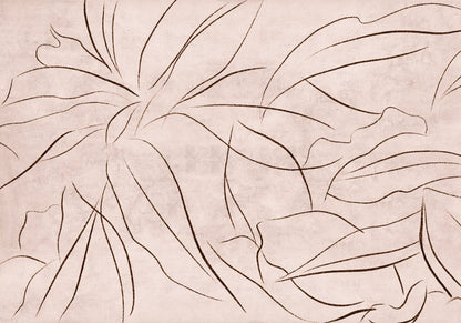 Abstract Flora mural by Coordonné in Rose, flat pattern view