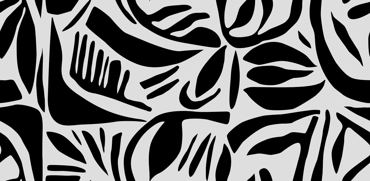 Abstract Leafs Black & White mural by Rebel Walls