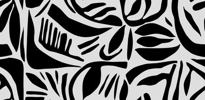 Abstract Leafs Black & White mural by Rebel Walls