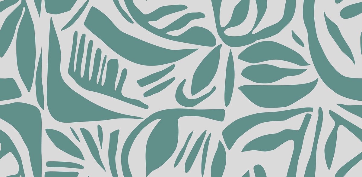 Abstract Leafs Turquoise mural by Rebel Walls